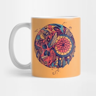 Retro Triad Skull and Dreamcatcher Circle Mug